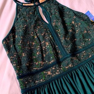 Morgan & Co Green, lace top long gown